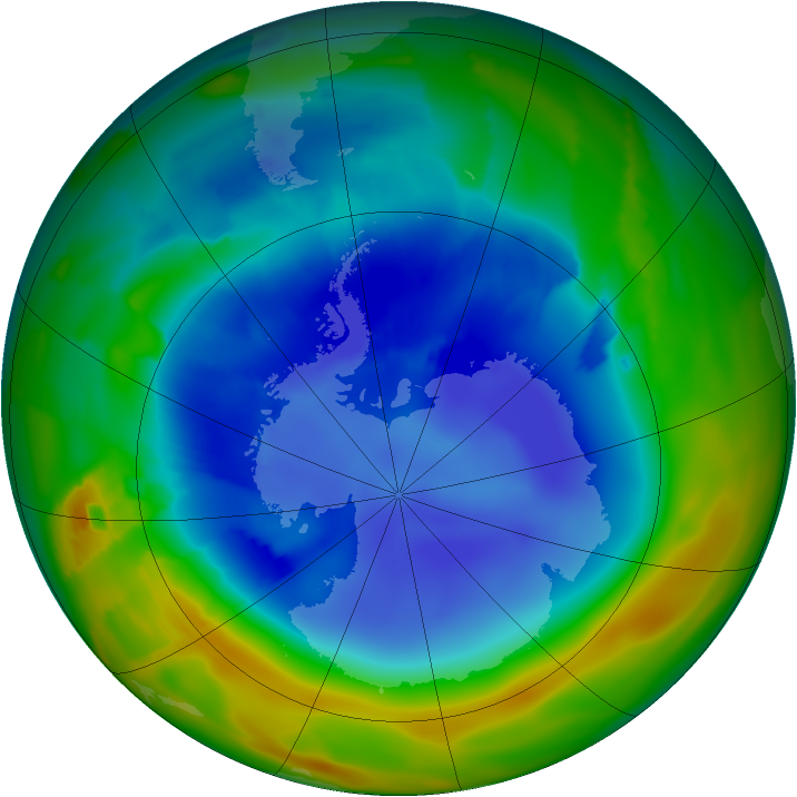 Antarctic ozone map for 05 September 2012